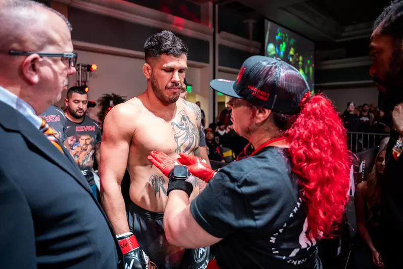 Kevem is congratulated after the fight