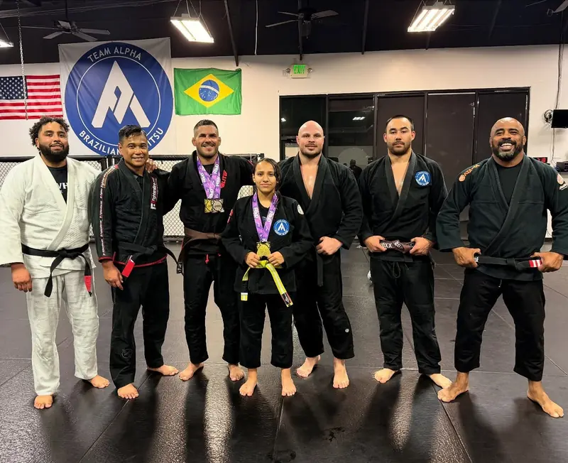 Kevem with the jiu-jitsu team