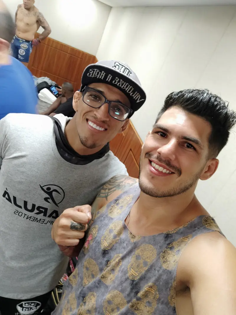 Kevem and a friend in the locker room