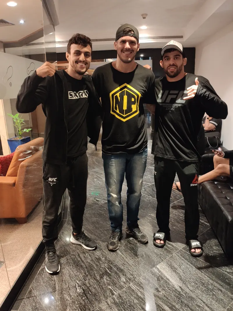 Kevem with two friends at the event hotel