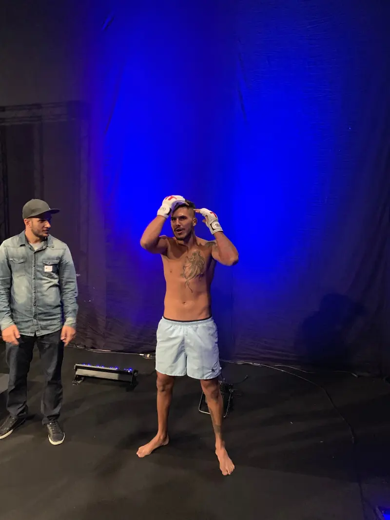 Kevem in his stance at the pre-fight photo shoot